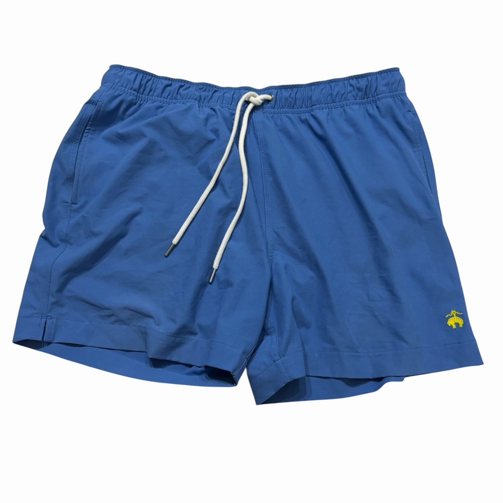 Brooks Brothers Swim Trunks Mens L Blue Mesh Lined Elastic Waist Shorts